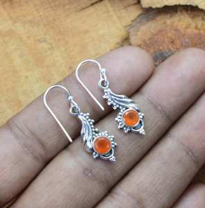 Pendientes de gota de piedras preciosas facetadas de Plata de Ley 925 chapados en oro cornalina roja, regalo de joyería hecho a mano para Aniversario de fiesta de boda - Product Image 4