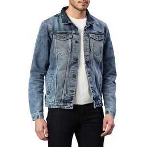 Chaqueta vaquera de invierno para hombre, recubierta, de corte ajustado, color liso, informal, con cremallera frontal, servicio OEM - Product Image 1