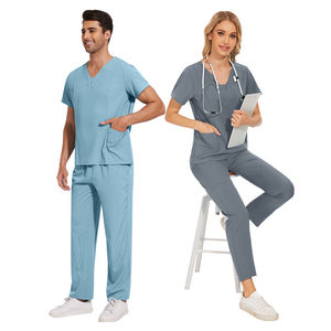 Conjuntos de uniformes médicos de talla grande europeo de alta calidad, uniformes de enfermería elásticos, uniforme de enfermera con cuello en V para hombres - Product Image 3