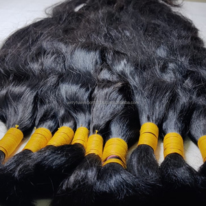 Cheveux en vrac 100% naturels Remy non traités, couleur naturelle noire, style ondulé naturel, double trame machine, permanente pour les cheveux, d'origine indienne - Product Image 1