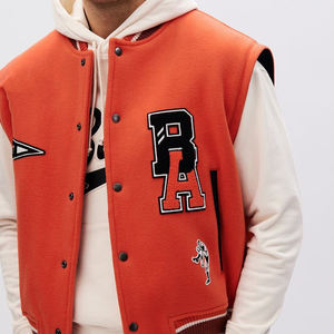 2026 Custom Embroidery Genuine Leather Varsity <b>Jacket</b> for <b>Men</b> Best Quality Wool Baseball Lettermen Thin Fabric for Winter - Product Image 2