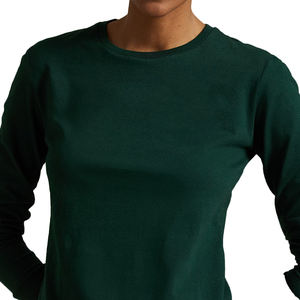 เสื้อเจอร์ซีย์ผ้าฝ้าย100% ลายสีล้วนของผู้หญิง2025เสื้อยืดคอกลมแขนยาวใส่สบายเสื้อโลโก้และป้ายคอแบบสั่งทำ - Product Image 2