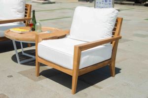 Silla de sofá minimalista para jardín y terraza hecha de madera maciza de teca - Product Image 4