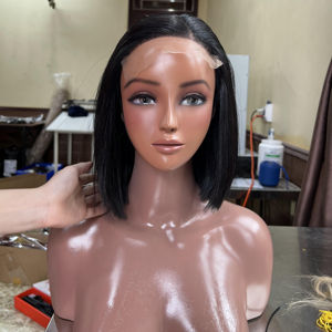 Hot 2024 Highlight Court Bob Perruque Style Vietnamien Premium Cheveux Raides Partie Moyenne Dentelle Perruque Femmes Aspect Naturel - Product Image 1