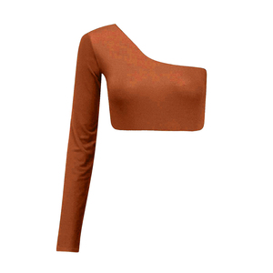 Wholesale Customizable Women's Single Shoulder <b>Crop</b> <b>Top</b> Skinny Fit Backless Design Breathable Eco-Friendly High Quality Yoga <b>Top</b> - Product Image 2