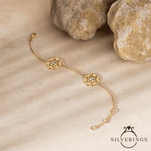 NOVAMART Fine Silverings 925 Sterling <b>Silver</b> Gold and Flower Fairy Design Fashion <b>Charm</b> <b>Bracelet</b> Wholesale Export - Product Image 3