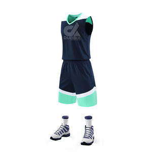 Conjunto de Uniforme de Baloncesto Azul Marino de Fabricantes de Confianza, Jersey Transpirable Altamente Efectivo para Verano, Nombre del Equipo Personalizable, Talla XS - Product Image 3