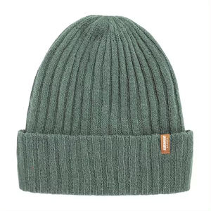 Bonnet unisexe en tricot d'hiver en polyester/coton, couleur unie, respirant et imperméable, logo brodé, qualité supérieure, design personnalisé - Product Image 1