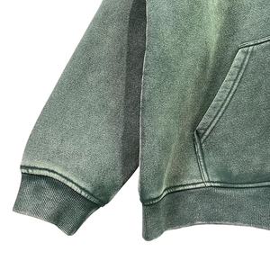 Sudadera con capucha de invierno para hombre, 100% algodón, con cremallera completa, lavado ácido y vintage, de gramaje alto, estilo streetwear, con etiqueta personalizada, al por mayor - Product Image 4