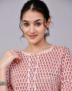 Conjunto de Ropa Coordinada de Algodón Estampado a Mano Inaaya, Ropa Étnica India Formal para Mujer, para Venta al por Mayor y Exportación, Top de Uso Diario - Product Image 5