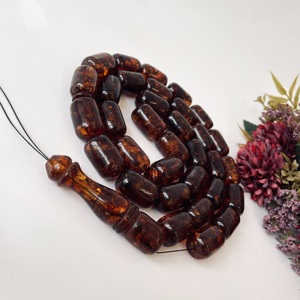 Perles de prière islamiques massives en ambre rouge cognac foncé, chapelet vintage en ambre de la Baltique 33 perles, 206 grammes - Product Image 3