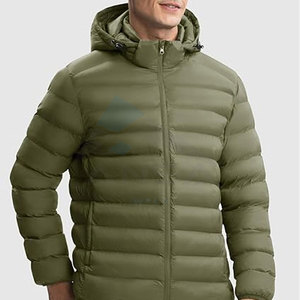 Veste matelassée légère pour homme avec capuche détachable Manteau d'hiver isolé résistant à l'eau avec poignets élastiques, ourlet réglable - Product Image 5