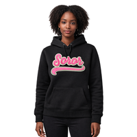 Sweat à capuche noir Soror pour femme, style universitaire grec, rose et vert, vêtement décontracté en polaire pour l'hiver