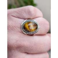 Natürlicher Tigerauge-Ring aus 925er Sterlingsilber, handgefertigt, ovaler Edelstein, Boho-Stil, Statement-Ring für Damen