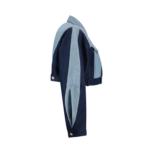 2025 dernier personnalisé femmes Denim vêtements deux tons Denim veste Patchwork femmes Unique haut court Denim vestes pour femmes - Product Image 6