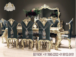 Conjunto de muebles de comedor de aspecto moderno de lujo, conjunto de mesa de comedor de 6 plazas con aspecto francés, mobiliario de comedor tallado de lujo moderno - Product Image 4