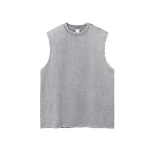 Personalización de alta calidad Camiseta sin mangas lavada de gran tamaño 230 gramos 100% algodón Color sólido Hombres Camisas sin mangas - Product Image 1