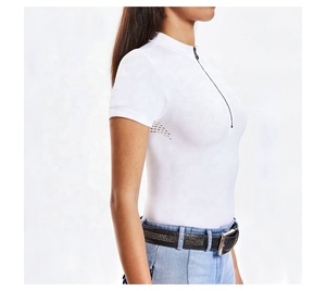 Tela de LICRA de nailon con logotipo personalizado para mujer, Collar negro, cremallera, transpirable - Product Image 3