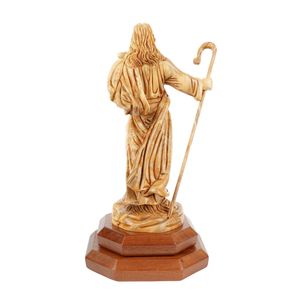 El Buen Pastor en madera de olivo – Figura de Jesús tallada a mano con cordero (26,5 cm) - Product Image 3