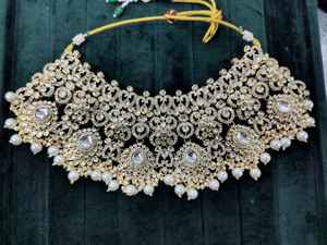 Collar de Novia Chapado en Oro con Diamantes de Circonio para Bodas, Fiestas, Aniversarios, Perfecto como Regalo de Compromiso - Product Image 3