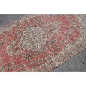 Tapis vintage 5,2 x 9,3 pieds, tapis turc, tapis en laine abstrait rouge - Product Image 4