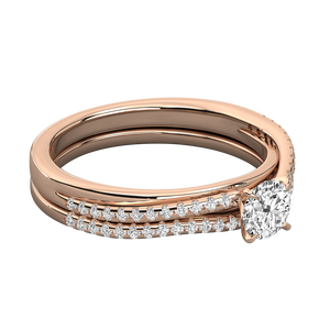 Bague solitaire en or massif 10 carats avec diamant de laboratoire et 51 petits diamants certifiés IGI – Ensemble de bijoux de mariée pour femme en or jaune/rose/blanc - Product Image 3