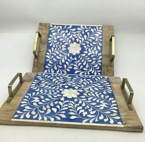 Meilleur prix Trendy Arabe Style Nacre Incrustation Rectangle Forme Plateau Vintage De Luxe Vadrouille Incrustation Plateau De Service Plateau À Chocolat - Product Image 3