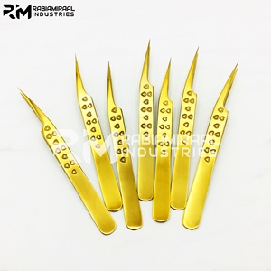 RMI Haute Qualité En Acier Inoxydable Extension De Cils Pince À Épiler Point D'isolation Or Plasma Couleur Coeur Conception Grip - Product Image 5