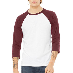 Bella Canvas 100% algodón camiseta raglán transpirable de manga larga suave personalizada para hombre - Product Image 3