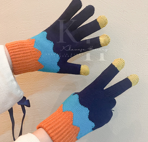 Guantes de punto Jacquard cepillado de Cachemira de estilo lindo para niñas recién llegados para estudiantes de pantalla táctil guantes de invierno para adultos - Product Image 1