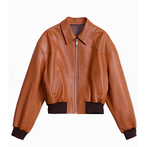 Cropped Leather <b>Jacket</b> Womens Moto Biker Black Faux Oversized Blazer Bomber Short Brown <b>White</b> Motorcycle Puffer Vest OEM - Product Image 2