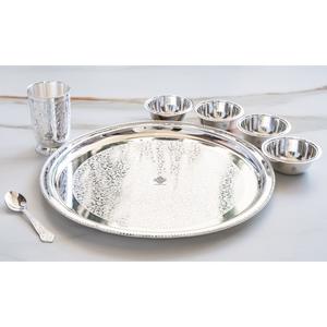IndianArtVilla Ensemble de dîner en relief plaqué argent pur, 7 pièces pour hôtel et restaurant à domicile - Product Image 3