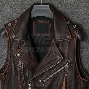 Chaleco de Cuero para Motocicleta, Resistente al Viento, Precio al por Mayor OEM, Chaleco de Cuero para Hombre - Product Image 5