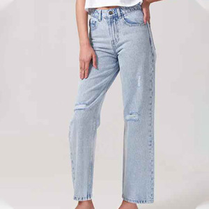 Vaqueros desgastados ajustados para mujer, ropa exterior para todas las estaciones con estilo frontal plano, combinación perfecta para la primavera Otoño Invierno - Product Image 4
