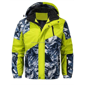 Chaqueta de esquí para hombre con forro polar tipo patchwork, impermeable, de alta visibilidad y con capucha para invierno. - Product Image 1
