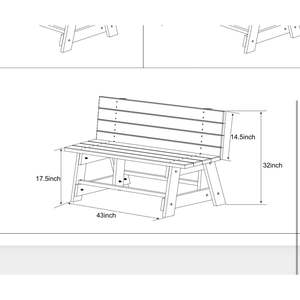 Panca in legno massello da 43 pollici con Design moderno realizzato a mano per giardino all'aperto parco palestra camera da letto e uso esterno - Product Image 5