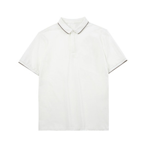 Polo de Manga Corta para Hombre, Estilo Simple, con Rayas en Contraste, Solapa Teñida, Diseño en Blanco, Personalizable con Logotipo OEM - Product Image 1