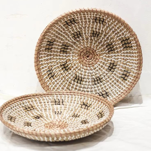 แผ่นหญ้าทะเลทรงกลมลายดอกไม้ประดับผนังตกแต่งผนังแบบชนบทธรรมชาติ - Product Image 1