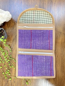 วินเทจ Kantha ผ้าฝ้ายกระเป๋าสามพับกระเป๋าเหรียญที่ยั่งยืนทนทานช่างทําด้วยมือ Boho กระเป๋าสตางค์มังสวิรัติ - Product Image 6