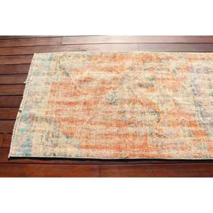 พรมตุรกีวินเทจ ขนาด 2.7x9.3 ฟุต (81x283 ซม.) ลายสัตว์สีส้มน้ำเงิน - Product Image 4