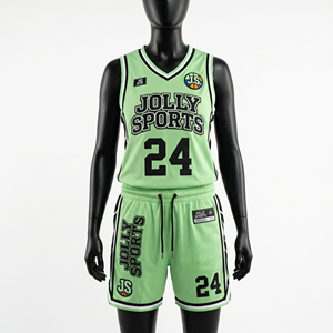 Conjunto de camiseta y pantalones cortos de baloncesto para mujer, tela de malla transpirable GSM, paneles en contraste negros, logotipo personalizado por transferencia térmica, conjuntos para mujer - Product Image 1