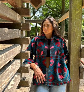 Suzani imprimé tissé été veste courte femmes coton Crewel fini avant Logo coupe décontractée Festival cadeau spécial pour elle - Product Image 4