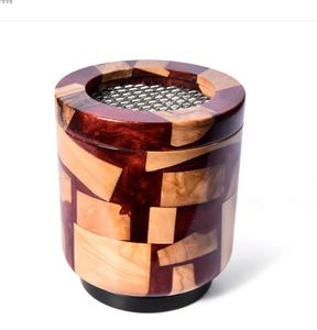 Brûleur d'encens élégant Lilas Mat Lilas Brûleur Mubkhar en bois et en métal pour usage aromatique - Product Image 3