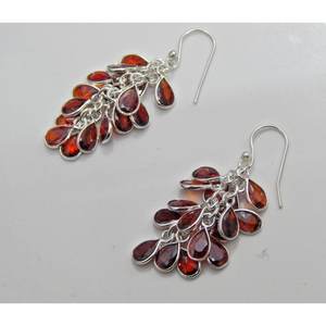 ต่างหูแฟชั่นเงินสเตอร์ลิง925ต่างหูพวงองุ่นโกเมนธรรมชาติของสาวๆเครื่องประดับที่มีสไตล์หรูหรา E0563-GS - Product Image 2