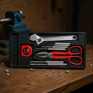 Juego de Herramientas Usag de 9 Piezas con Llave Inglesa Ajustable, Cinta Métrica, Punzones y Tijeras - Product Image 3
