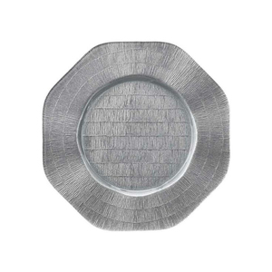 Assiette de présentation en acier inoxydable argenté de qualité supérieure, avec bordure ornée, design métallique, pour la restauration et les événements - Product Image 2