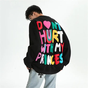 Nueva Sudadera de Cuello Redondo de Felpa con Rayas de Algodón 95% al por Mayor, Estilo Japonés Lavado, Diseño Personalizado para Hombre con Logotipo Personalizado - Product Image 4