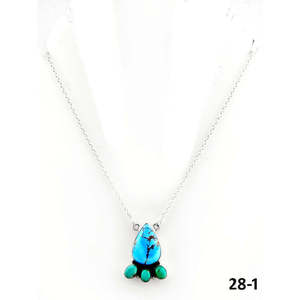 Collier multi-pierres style sud-ouest, turquoise, perle, diamant, argent sterling, motif goutte d'eau, bambou religieux pour mariages - Product Image 1