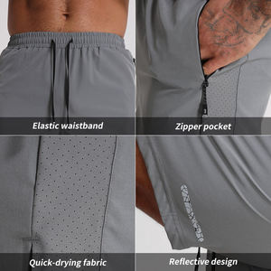 Short pour homme personnalisé, léger, à séchage rapide, à taille élastique et à cordon de serrage, en polyester uni, taille américaine, bas actif évacuant l'humidité - Product Image 5