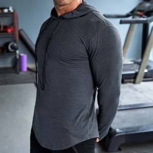 Courir hommes Fitness à capuche à manches longues Gym chemises d'entraînement sweats à capuche serrés musculation haute qualité chemises de sport - Product Image 5